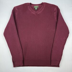 Eddie Bauer Ribbed Sweater Mens XLT Burgundy Long Sleeve Heavy Made In Australia